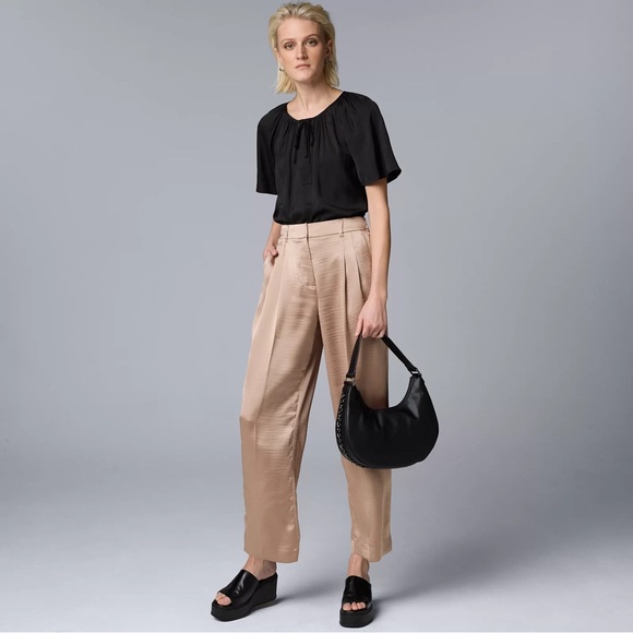 Simply Vera Vera Wang Tan Wide-Leg Pants - Picture 4 of 8